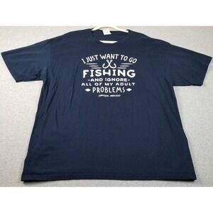 T-Shirt Men's XXL 2XL Blue White Fishing Cancun Mexico Graphic Tee Short Sleeve